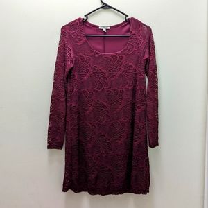 Maroon lace bodycon dress. Size S